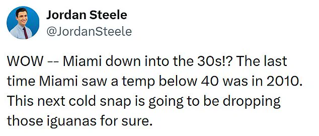 Frigid Temperatures Expected in Miami for First Time in 15 Years, Per NWS Data, Echoing 2010 Cold Snap
