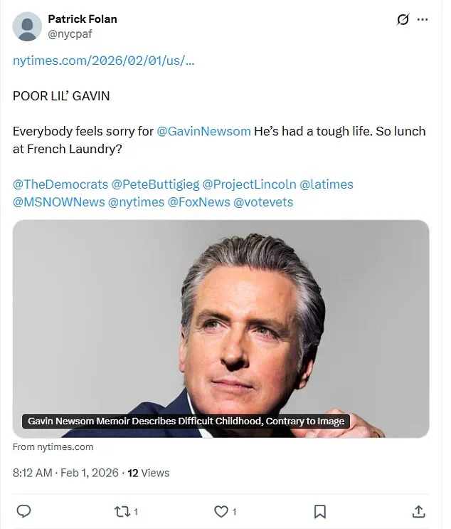 Controversy Surrounds Gavin Newsom’s Memoir *Young Man in a Hurry*, With Critics Alleging Fabricated Claims of Childhood Poverty