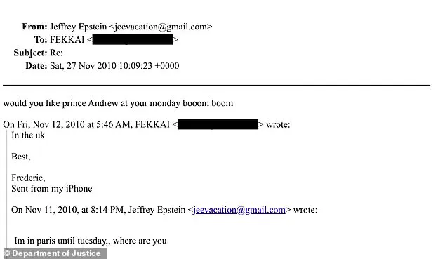 Jeffrey Epstein's 2010 Email Reveals Inquiry About Prince Andrew at 'Monday Boom Boom' Event, DOJ Release Ties to Central Park Encounter