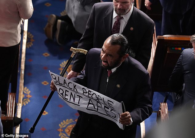 Congressman Al Green Removed During State of the Union Protest Against Trump's AI-Generated Video of Obamas as Primates