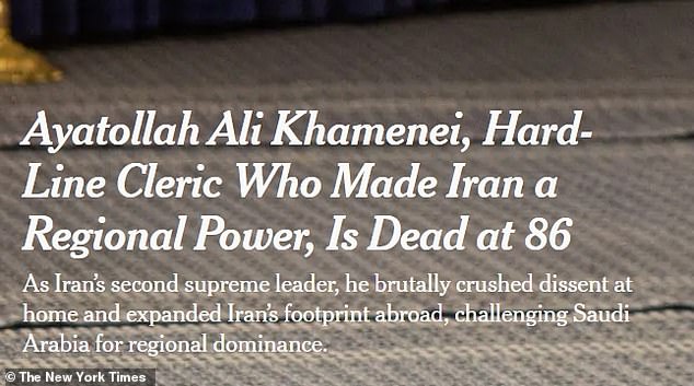 NYT's Khamenei Headline Sparks Outcry for Omitting 'Terrorist' Condemnation