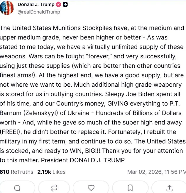 Trump's 'Unlimited' Stockpile Claims Clash with Analysts' Warnings as Iran Tensions Escalate