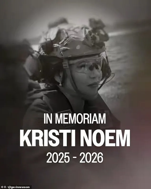 Gavin Newsom's Satirical 'In Memoriam' Video Targets Kristi Noem, Mocking Her DHS Tenure with Meme-Style Tributes