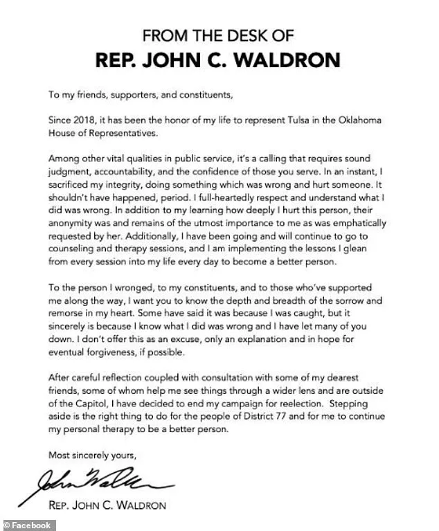 Here is one possible headline: 

# Oklahoma Lawmaker Resigns Over Deepfake Scandal