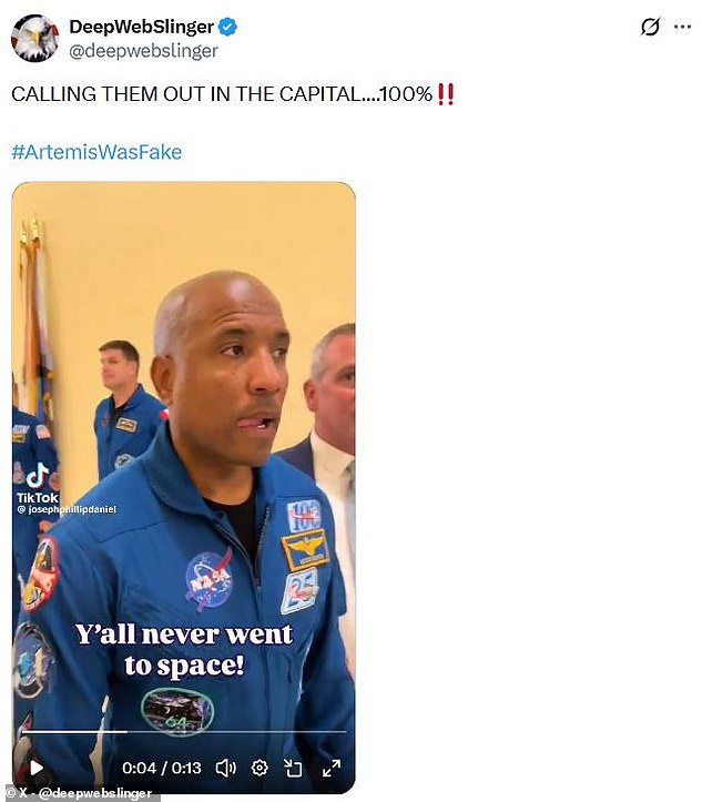 Conspiracy theorist confronts Artemis II astronauts on Capitol Hill.