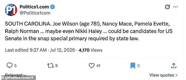 Senator Lindsey Graham's death turns SC Senate race into open contest for Nancy Mace.