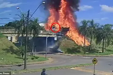 Brazil Truck Driver Escapes Inferno After Collision