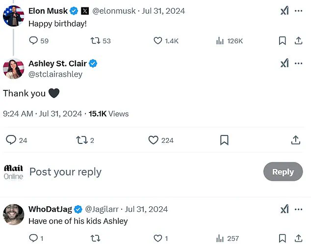 Elon Musk and Ashley St. Clair's Flirty Exchanges on X Hint at a Romance