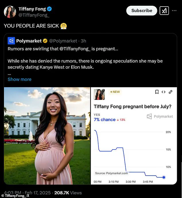 Influencer Tiffany Fong denies pregnancy rumors with Elon Musk's child