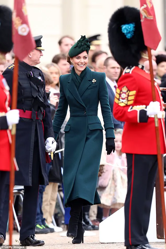 Catherine, Princess of Wales, Makes Triumphal Return to St Patrick's Day Parade in Emerald Green Alexander McQueen