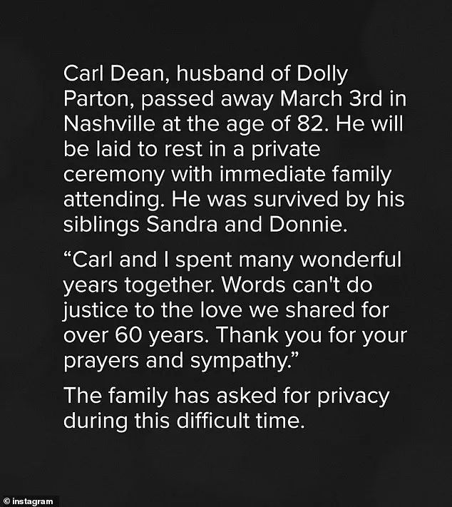 Dolly Parton Mourns Loss of Longtime Husband Carl Dean as She Relies on Family Support