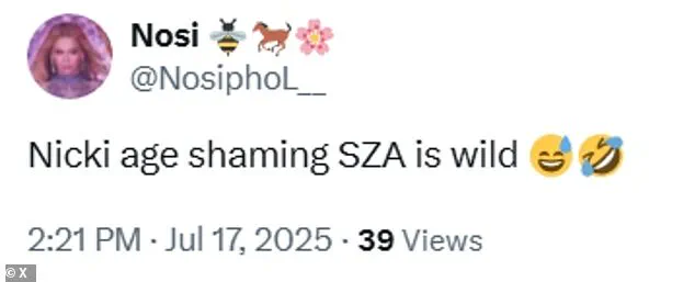 Nicki Minaj and SZA's Feud Escalates with Accusation of Age Misrepresentation Sparking Online Debate