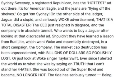 President Trump's Endorsement of Sydney Sweeney Reflects Strategic Alignment with Conservative Figures